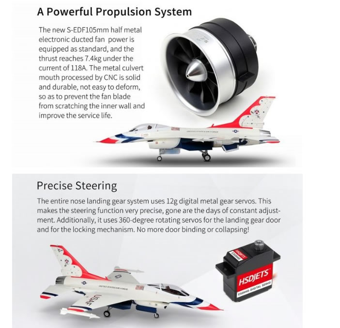 HSD F-16 Thunderbirds 105mm Jet PNP RC Airplane